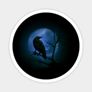 Raven and full moon Magnet